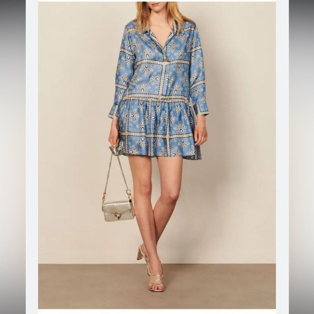 SANDRO Paisley Silk Dress - Picture 2 of 7